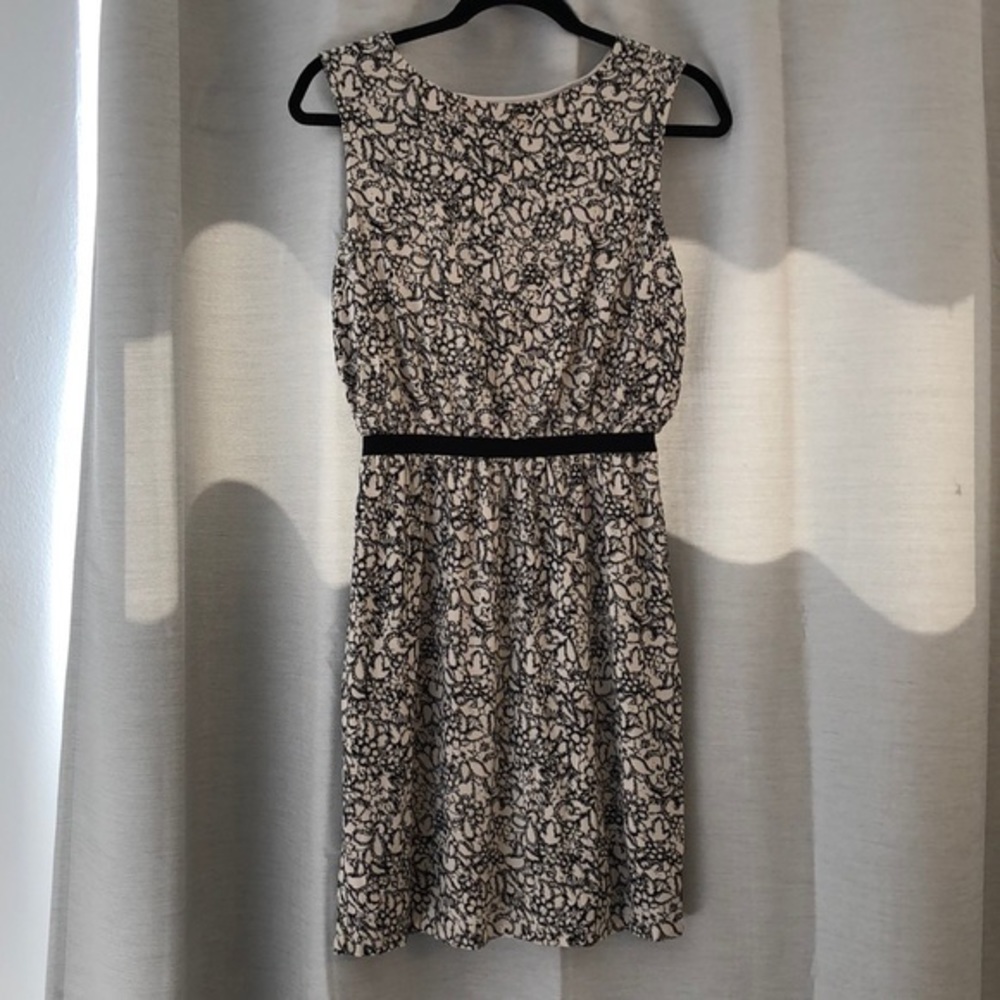LOFT Black and White Floral Mini Dress